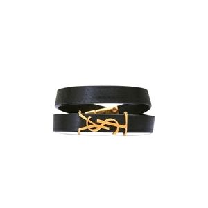 Authentic YSL leather double wrap bracelet